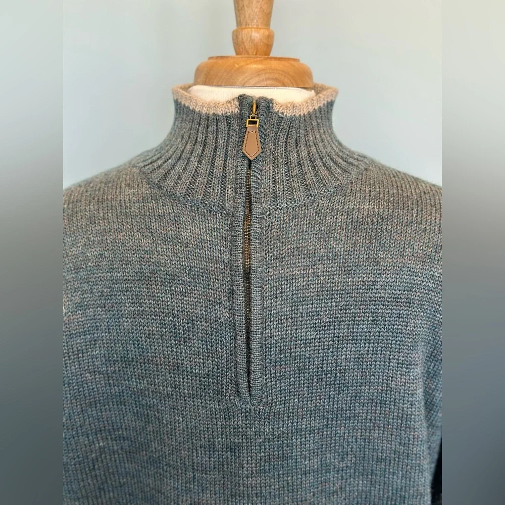 Woolovers 100% Pure British Wool 1/4 zip pullover long sleeve contrast sweater M